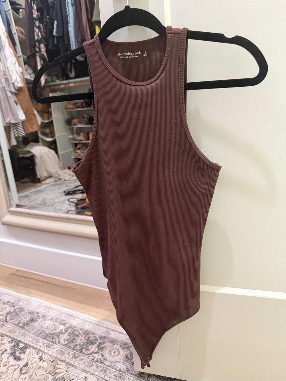 Abercrombie & Fitch Ribbed Tank Bodysuit — Chocolate Brown